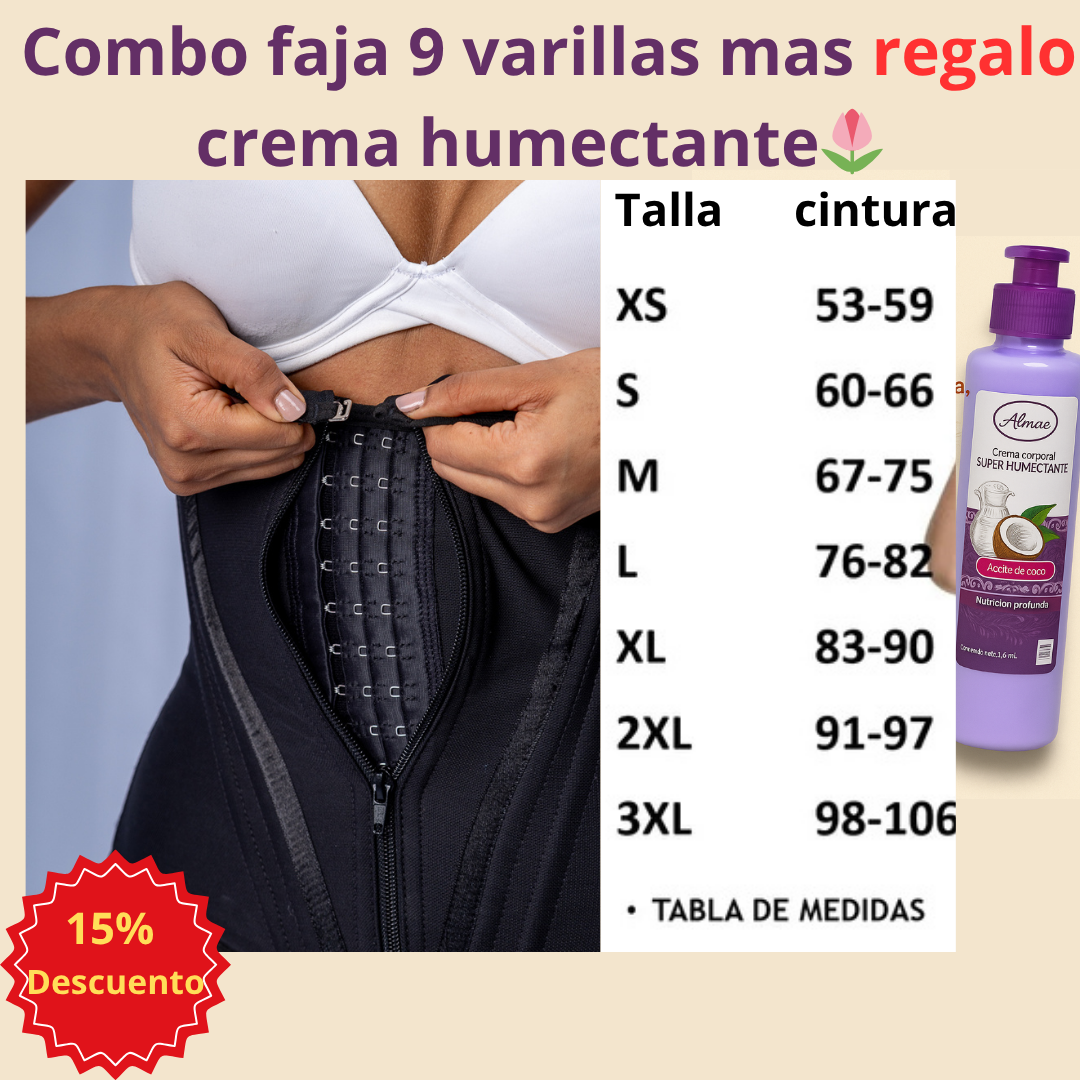 Combo Faja 9 Varillas + Crema Humectante GRATIS Solo HOY por $139.900