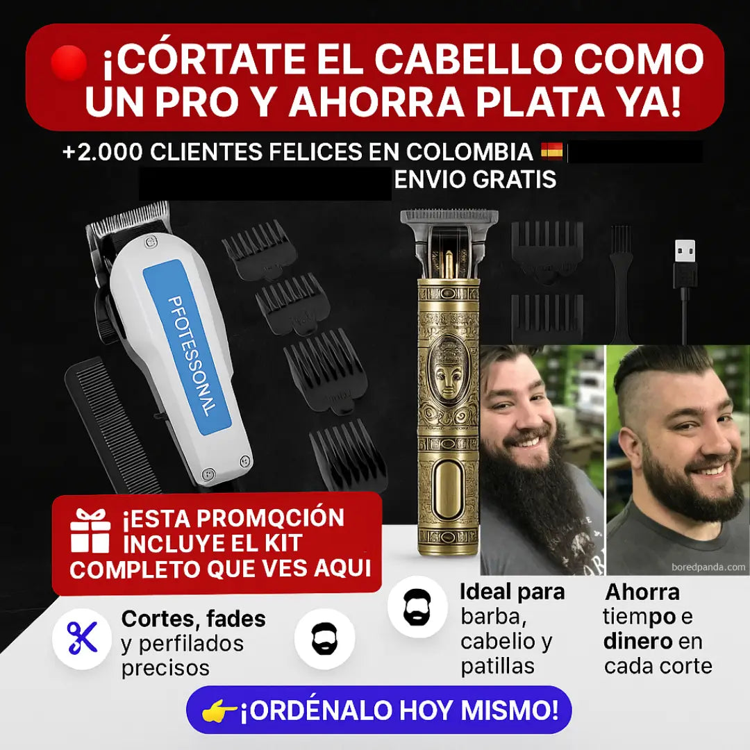 Combo Maquina Peluquería + Patillera Bud