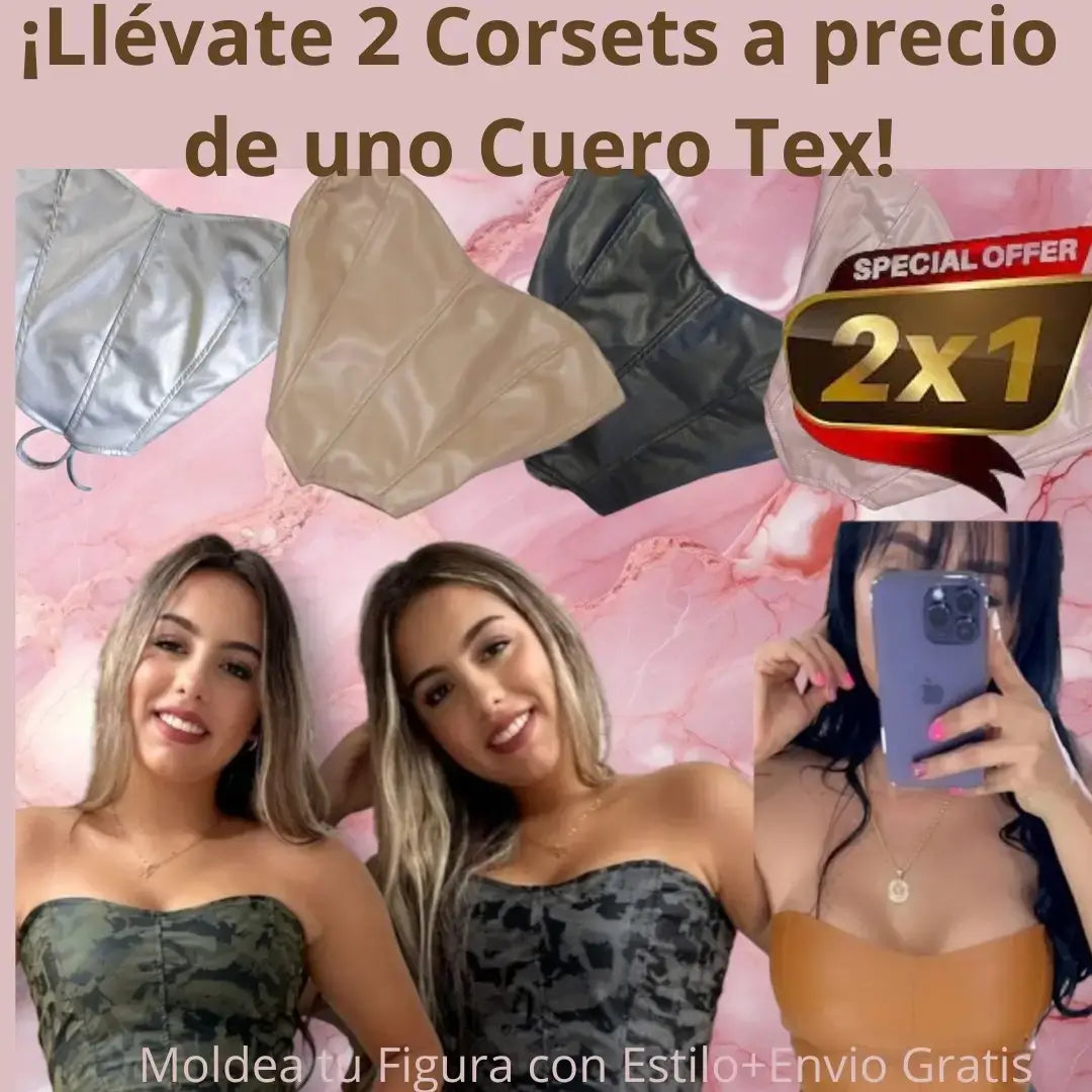 ¡Llévate 2 Corsets Efecto Cuero Tex por solo $119.900!