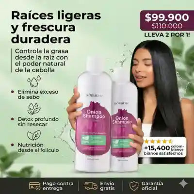 KORMESIC®, KIT X 2 shampoo de cebolla Vitalidad del cabello