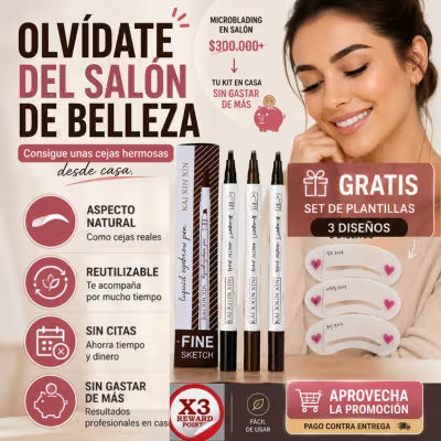 3 Lápices de Ceja Efecto Microblading + Plantillas GRATIS