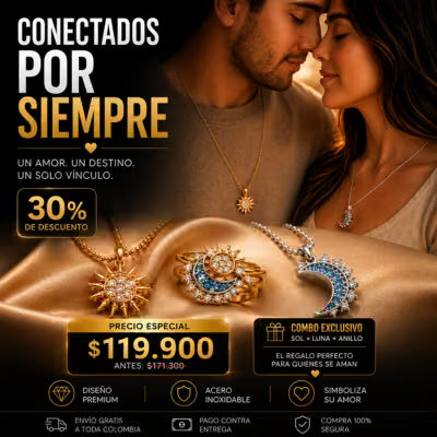Kit Anillo Mas collar Sol y Luna Eclipse Pareja