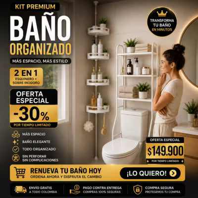 Kit Premium Organizador de Baño + Esquinero 2 en 1