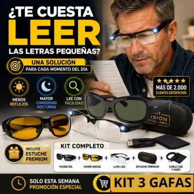 KIT 3 GAFAS VISIÓN TOTAL+ ESTUCHE GRATIS