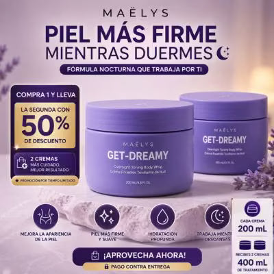 Compra 1 Crema GET-DREAMYy lleva la segunda con el 50% de descuento