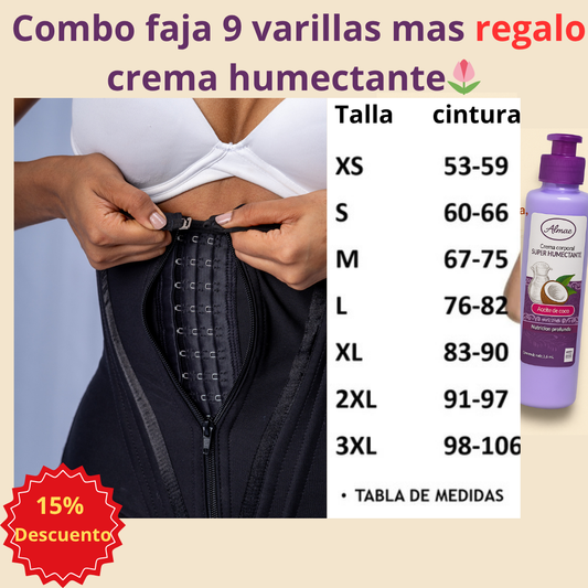 Combo Faja 9 Varillas + Crema Humectante  GRATIS Solo HOY por $139.900