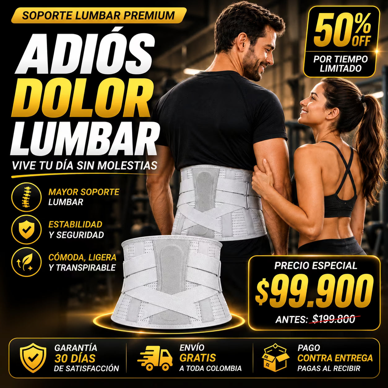 LUMVEX™ Faja Soporte Lumbar Premium ajustable.