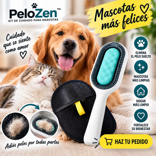 Kit PeloZen™ Guante + Cepillo 3 en 1 para perros y gatos.