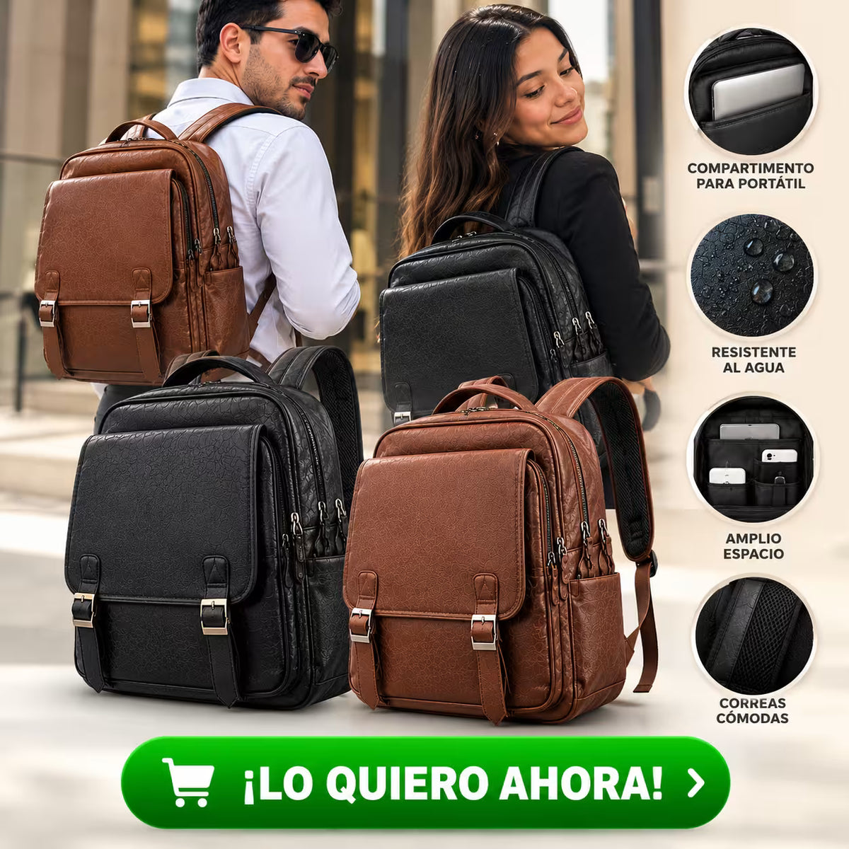 VARENO™ - Morral Ejecutivo Vintage en cuero