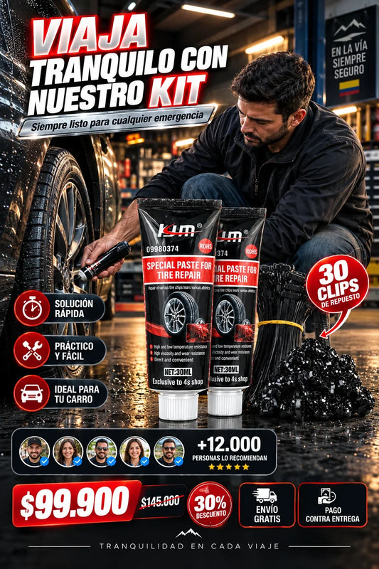 Kit de Emergencia  2 tubos de sellador para emergencias + 🛠️ 30 clips de repuesto